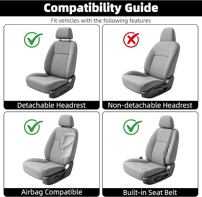 2Pcs Dark Gray Linen Car Seat Covers Front Seats Covers for Van SUV Truck | Breathable Cloth Fabric Durable Non-Slip Car Seat Protector - Image 7