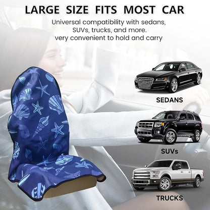 Car Seat Covers 1 Pack Waterproof Towel Car Seat Cover Universal Fit for Most Trucks SUV Fitness Athletes Pets Gym and Water Sport,Conch Shells Starfish - Image 7
