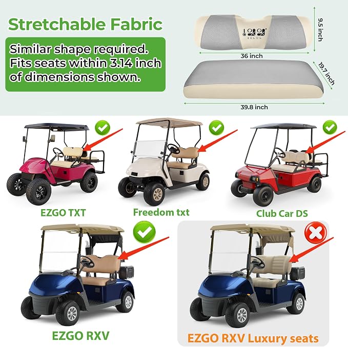 10L0L Golf Cart Seat Covers for Yamaha EZGO Club Car Seat Towel Cushion | Breathable Mesh All-Season Front/Rear Seat Blanket, UV Resistant, Cool Comfort, Machine Washable, Easy On, Great Golf Gift - Image 6