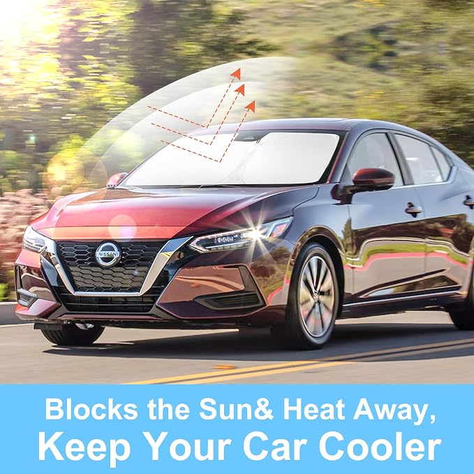 Windshield Sun Shade for 2020-2025 Nissan Sentra Accessories | Full covered for windshield, Foldable & Durable, Block UV Rays, Reduce Heat, Easy to install, Keep Car Cooler - Image 6