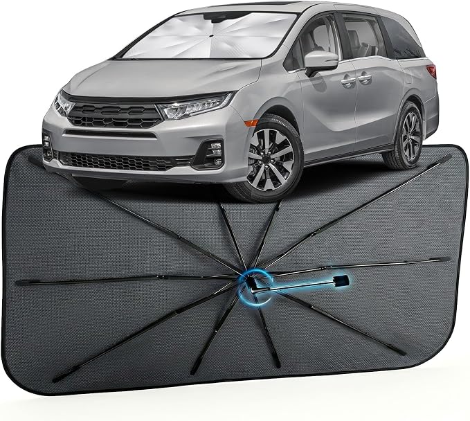 Car Windshield Sun Shade for Honda Odyssey 2018-2026, Foldable Car Sunshade | For Front Window,Car Shades Umbrella with Reflective Coated Fabric, Sun Visor Keep Car Cool&Protects Interior,1:1 Exact Fit by MakeLifeBetter