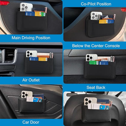 Accmor Universal Car Side Pocket Organizer, PU Leather Car Pocket Pouch Cell Phone Sunglasses Holder, Car Phone Pocket Organizer Accessories for Car Seat, Door, Window, Console - Image 6