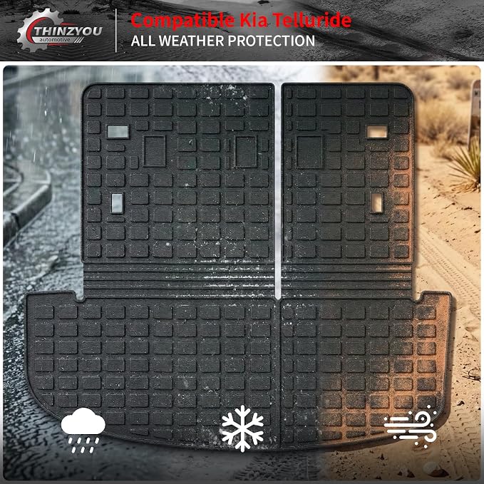 Floor Mats for 2020-2025 Kia Telluride 7&8 Seats (NOT for 2027) | Trunk Mat Cargo Mat Cargo Liner TPE All Weather Back Seat Cover 2024 Telluride Accessories - Image 9