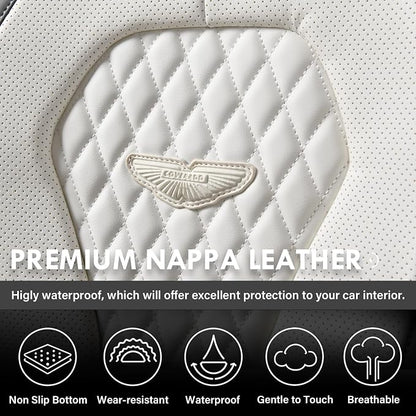 Coverado Seat Covers, Car Seat Covers Full Set, White Car Seat Cover, Car Seat Cushion Waterproof, Front Seats Back Seat Covers, Luxury Seat Cover Car Seat Protector Universal Fit Most Cars - Image 6