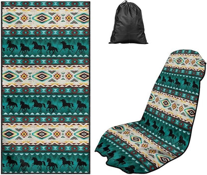 SEANATIVE Car Seat Cover Car Towel - Washable Sweat Protector for Workout, Sports Towel Cushion Cover, Women Men Dogs' Universal Seat Covers for Cars Trucks SUV, Aztec Tribal Horse Print - Image 5