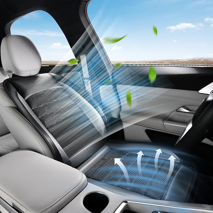 Coverado Cooling Car Seat Cushion, Ventilated Seat Cover with 2 Turbo Fans, Cooling Car Seat Covers Cooled Seat Pad Universal Fit for Most Car SUV Truck, Gray by COVERADOAUTO