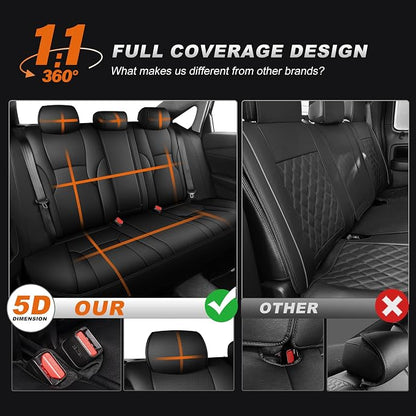 AOMSAZTO Custom Fit Seat Covers for Honda Accord 2023 2024 2025 2026 LX | Rear Row W/Solid Backrest Full Set Waterproof Airbag CompatibleFaux Leather Black - Image 7
