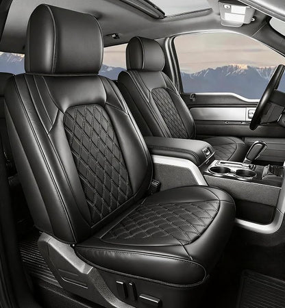 Seat Covers for Silverado/Sierra| Waterproof Leather Pickup Truck Custom Seatcovers Full Set for Chevy Silverado GMC Sierra 2014-2018 1500, 2015-2019 2500HD 3500HD Crew Double Extended Cab by Umbrauto