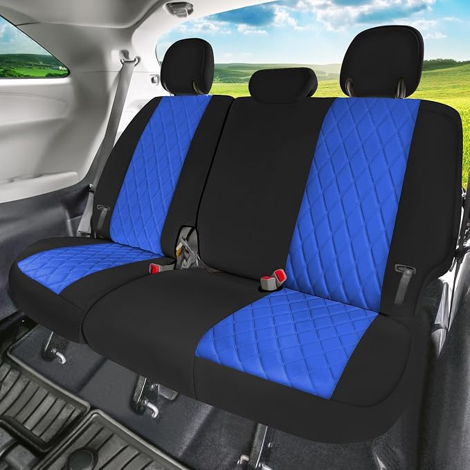 FH Group Custom Fit Car Seat Covers Specifically Made for 2011-2020 Toyota Sienna 7-8 Seater with Ultraflex Neoprene Water Resistant Automotive Seat Covers - 3rd Row Blue - Image 2