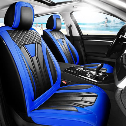Fit CHR Premium Leather Car Seat Covers for Toyota CHR 2018-2021 2022 - Waterproof，Breathable，All-Weather Seat Cushion Protecto & Airbag Compatible, Full Set Blue&Black by Unknown