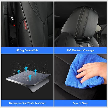 2024 2025 2026 Tacoma Front Seat Covers for Toyota Tacoma 4th Gen Double/Crew Cab SR,SR5,TRD Sport,TRD Off-Road,Limited,Waterproof Leather Car Seat Protector(2-Pack,Black & Carbon Fiber) - Image 3