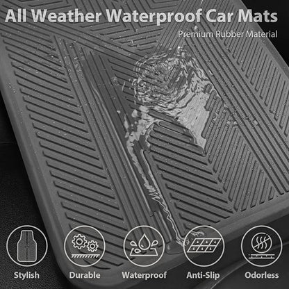 CAR PASS Universal Car Floor Mats & Cargo Liner Full Set, Waterproof Anti-Slip Rubber Trim to Fit Trunk Mats All Weather Protection Fit Car SUV Sedan Coupe Vehicle Automotive 5 Pieces, S-M Size Gray - Image 4