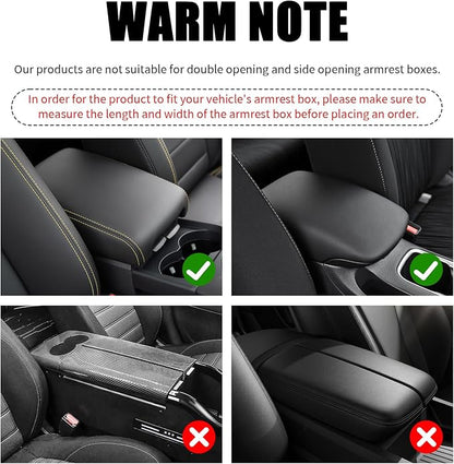 5-in-1 Car Center Console Cover,Leather Car Armrest Cover with Cars Tissue Holders/Cup Holder/Phone Holder/Storage Pocket,Thickened Cars Armrest Storage Box (Black/Red Stitching) - Image 7
