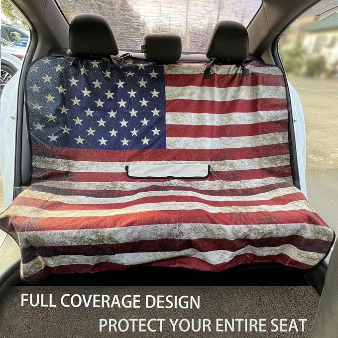 Waterproof Backseat Cover for Car Trucks Van SUV Jeep,Rear Bench Towel Seat Covers,(USA Flag) - Image 4