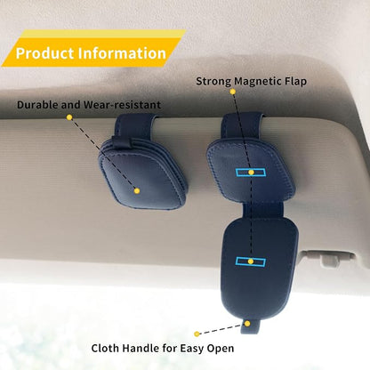 Yuoyar Magnetic Leather Sunglasses Holder for Car, 2 Packs (Blue) | Magnetic Car Visor Accessories - Image 4