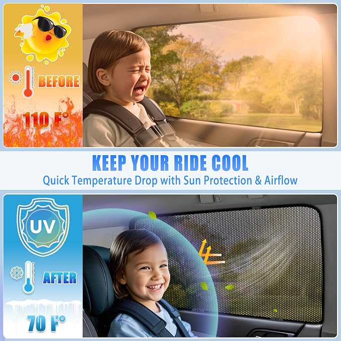 ZATOOTO Car Window Shades for Equinox 2018-2024, Breathable & Privacy | Car Window Cover for Baby Sun Shade, Mesh Reduce UV Rays, Heat Insulation,For Camping - Image 4