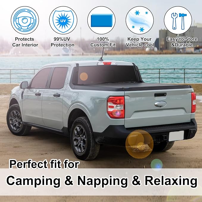 TINGLU Window Shades for Ford Maverick 2022-2025 2026 Accessories Car Side Full Windows Rear Triangular Windshield Sun Shade Sun UV Rays & Privacy Protection for Camping 6PCS - Image 6