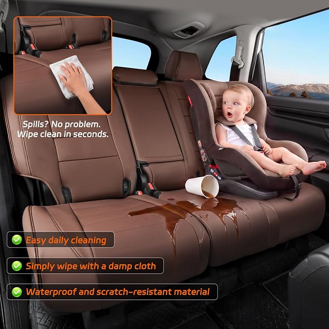 Ranaya Custom Fit Lexus Seat Covers for Lexus GX460 2012–2023 | for Base,Premium,Luxury,6-Passenger Full Set,(2nd Row Captain Chairs),Waterproof Leatherette, Pet & Kid Friendly,Brown - Image 7
