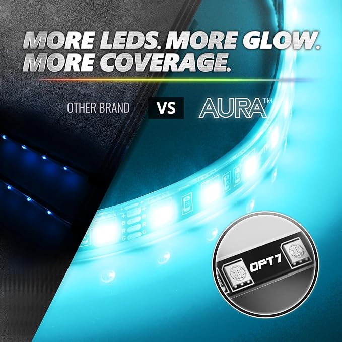 OPT7 Aura Pro Multicolor Interior Car Lights with App & Remote, 4PC LED Kit | Interior Ambient Glow, Music Sync Lighting, 12V Car Charger, RGB LED Light Strips, SUV Under Dash Decor - Image 7