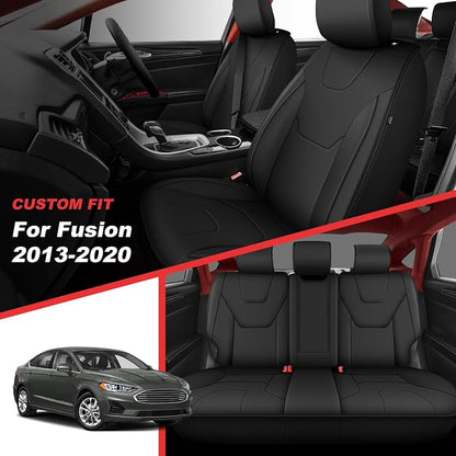 TTX LIGHTING Custom Fit for Ford Fusion Seat Covers 2013-2020 5-Seats | Original Seat Pattern | Full Coverage | Easy Install | Faux Leather | Shield Your Car Seats - Image 2