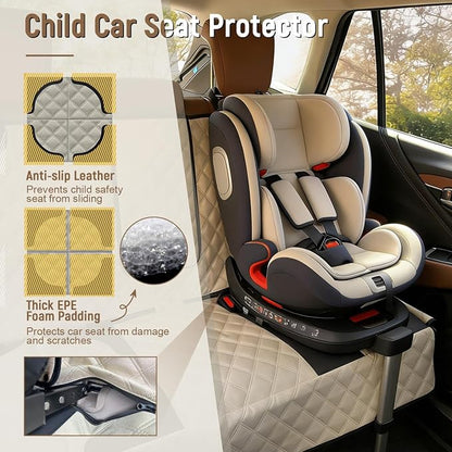 Pet Bench Seat Covers for Trucks, Heavy Duty Nonslip Car Seat Protector with ISOFIX Openings for 1-2 Child Car Seats,Fits Ford 150,Ram 1500,GMC Sierra,Toyota,Ram,Chevrolet Silverado(Beige) - Image 2