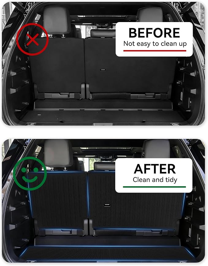Cargo Liner Compatible with 2023-2025 2026 Toyota Sequoia Trunk Mat Cargo Mat Back Seat Cover Protector (Backrest Mats+Trunk Mat) - Image 3