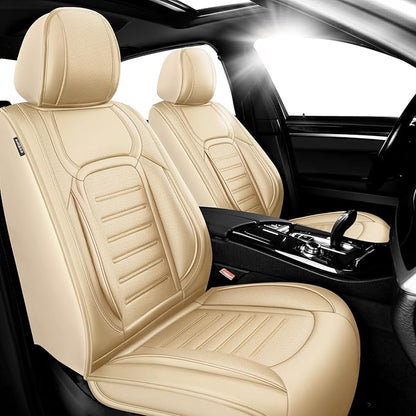Fit Tacoma Car Seat Covers for Toyota Tacoma 2016-2022 2023 -Premium Leather, Waterproof，Breathable，All-Weather Seat Cushion Protecto & Airbag Compatible, 2 Front Seat Beige by Unknown