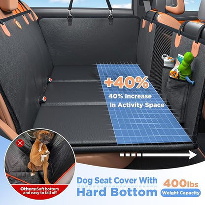 Hard Bottom Dog Car Seat Cover for Back Seat, PU Leather Dog Seat Extender | 100% Waterproof, Anti Scratch, Safer, Easy to Use and Clean, Holds 400lbs, Dog Hammock for Cars, SUVs, Trucks - Image 2