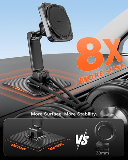 APPS2Car for Magsafe Car Mount, Magnetic Phone Holder for Car, 360° Adjustable Cell Phone Mount with Large Adhesive Base, Fits Flat & Curved Dashboards, Compatible with iPhone, Samsung, Smartphones - Image 5