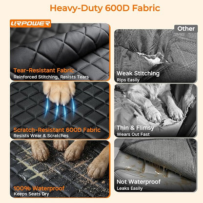 URPOWER XL Dog Seat Cover for Full-Size Truck Back Seat, Waterproof Hammock | 600D Oxford, Side Flaps with Zippers, Scratch Resistant, Non-Slip, Easy Install, Machine Washable, Dog Seat Belt Included - Image 3