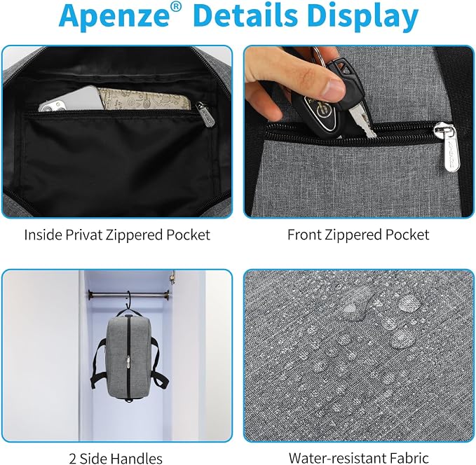 Apenze Small Gym Bag 14 inch lightweight Carry On Mini Duffel Bag for Travel Sport - light Grey - Image 4