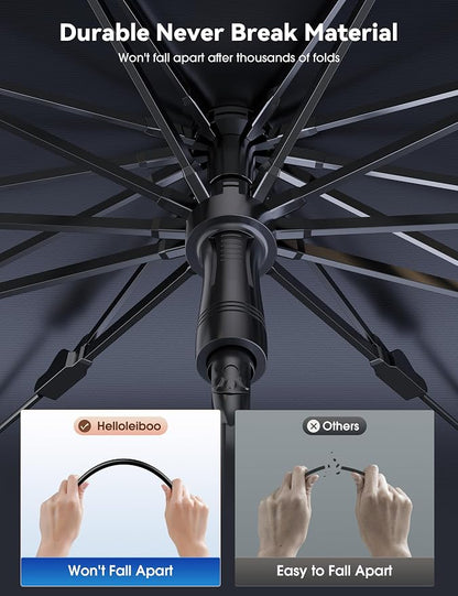 helloleiboo Car Windshield Sun Shade Umbrella, 360° Rotating Foldable | Reflective Polyester, Heat Blocking, UV Protection, 360° Rotating Design, Foldable Storage, Fits Cars SUVs - Image 5