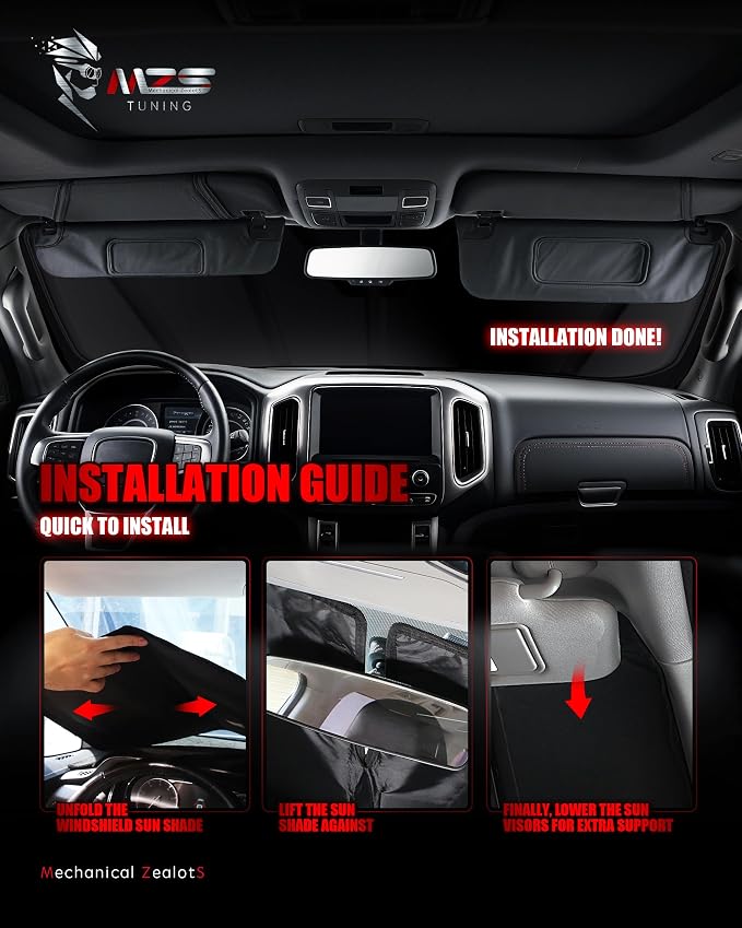 MZS Windshield Sun Shade Compatible with IS300 IS350 IS500 2021-2026 | 6-Layer Heat Insulation, 99% UV Blocking, Keeps Interior Cool, Full Coverage Visor, Foldable Car Window Sunshade, Storage Bag - Image 7