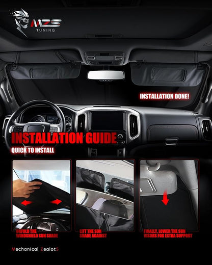 MZS Windshield Sun Shade Compatible with IS300 IS350 IS500 2021-2026 | 6-Layer Heat Insulation, 99% UV Blocking, Keeps Interior Cool, Full Coverage Visor, Foldable Car Window Sunshade, Storage Bag - Image 7