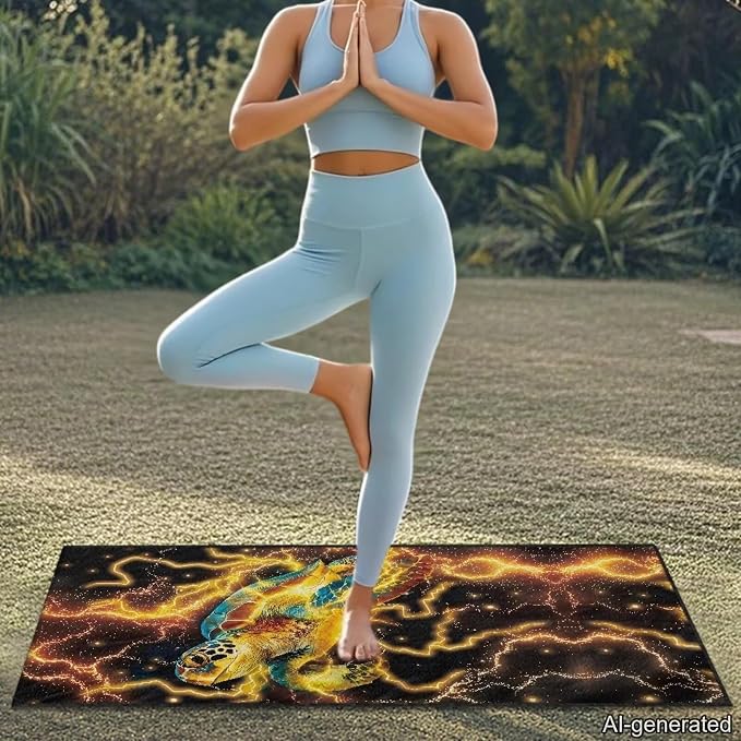 Car Seat Towel Cover After Gym Lightning Sea Turtle Print Car Seat Hoodie Towel with Storage Bag Quick-Dry Sweat Towels for Gym Workout, Running, Swimming, Beach and Hiking - Image 8