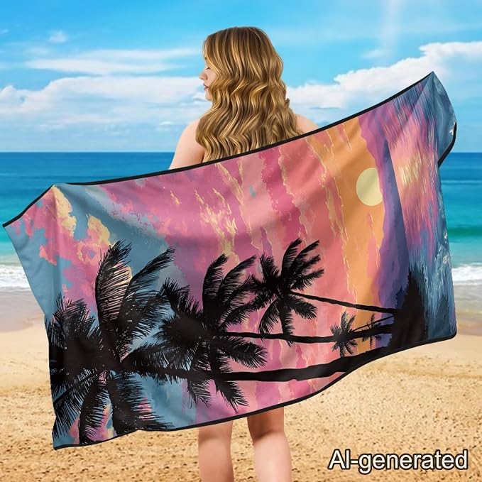 Palm Trees Car Towel Seat Cover Breathable Car Seat Towel Cover with Storage Bag Cars Accessories Easy to Store Universal Fit for Most Vehicles - Image 4