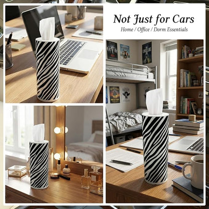 Car Tissues Cylinder for Cup Holder - Refillable Round Tissues Canister with 2 Packs Tissue - Wild Safari Car Interior Decor Accessories for Women & Men - Fits Standard Cars Cup Holders (Zebra Print) - Image 7