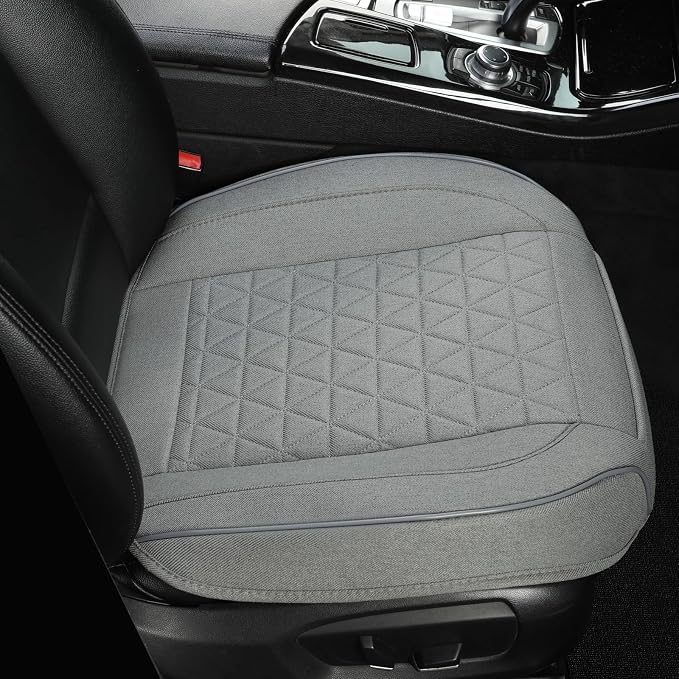West Llama Linen Front Car Seat Cover Protector Anti-Slip Bottom Seat Cover Fits 95% of Vehicles,Wrapping Around The Bottom,Triangular Pattern(Gray-1Pcs) - Image 8