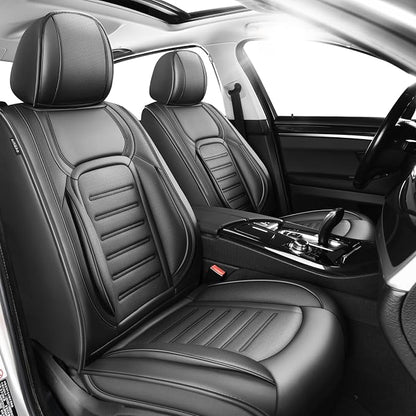 Fit Highlander Car Seat Covers for Toyota Highlander 2007-2025 2026 -Premium Leather, Waterproof，Breathable，All-Weather Seat Cushion Protecto & Airbag Compatible, 2 Front Seat Black by Unknown