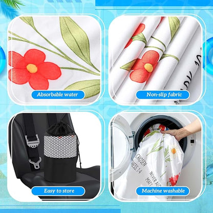 Hahafelt 2 Pack Car Seat Towel Cover with Storage Bag, Christian Floral | 63 x 32 in Car Towel Seat Cover Non Slip Waterproof, Gym Workout Swimming Running, Machine Washable Sweat Absorbent Protector - Image 4