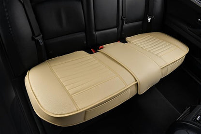 Back Seat Covers, Rear Seat Cushions, Auto Bench Protector with Breathable PU Leather and Non-Slip Bottom Universal for 4 Season (Beige, 61" x 20. 5") by SunnyColor