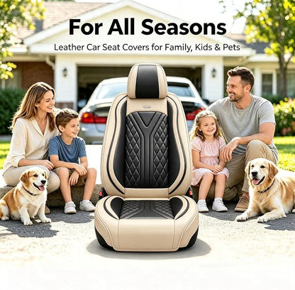 for Subaru Forester 2009-2026 Car Seat Covers, Full Set, Beige | Luxury Full Coverage Leather Seat Protectors, Waterproof Breathable, Non-Slip, Easy to Install, Airbag Compatible, All-Season - Image 9