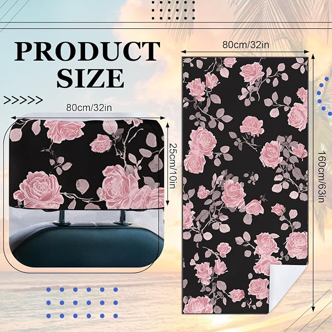 2 Pack Car Towel Seat Covers with Storage Bag, Multifunctional Towel for Gym Outdoor Sport, Picnic, Beach, Pet Dog Travel,Non-Slip Washable Car Seat Protector (Pink Flower) - Image 5