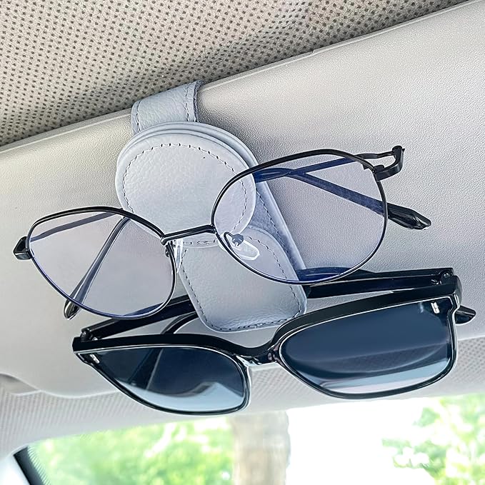 KIWEN Sunglasses Holder for Car Visor, Magnetic Leather Sunglass Eyeglass Hanger Clip for Car Sun Visor Accessories (1, Red) - Image 9