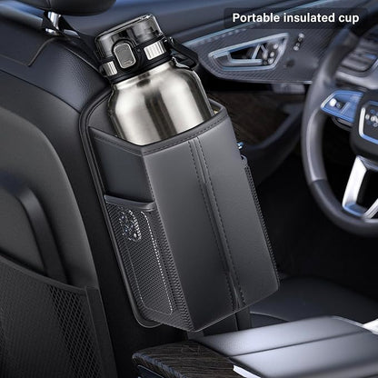 Car Tissue Holder for Front Seat (2 Pack) | Wide Refill Opening, 2 Side Mesh Pockets for Phones & Cards, Fits 150 Tissues, Durable PU Leather - Image 3
