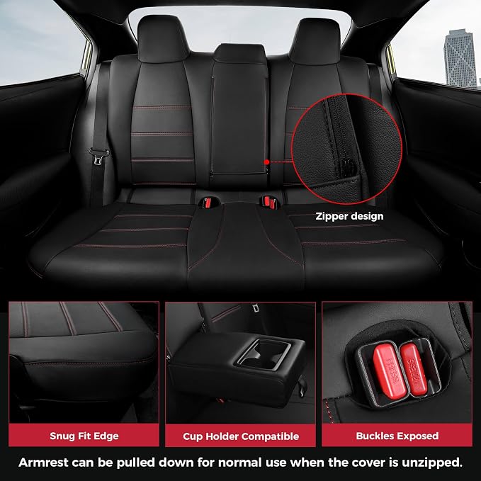 FREESOO Custom Leather Seat Covers for Toyota Corolla LE 2023-2026 | Sedan, Full Set, Waterproof, Airbag Compatible, Scratch-resistant, Anti-slip, Protector Cushion, Durable Material, Easy-clean - Image 4