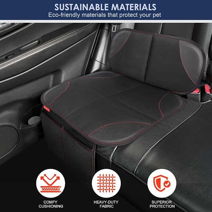 Sinvitron Car Seat Protector for Kids, Anti-Slip Thick Padding, Seat Mark Protection, 2 Storage Pockets for Toys & Snacks, Universal Fit for Most Vehicles (Black, 2 Pack) - Image 8