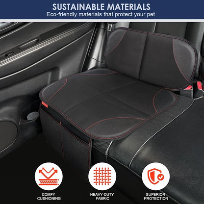 Sinvitron Car Seat Protector for Kids, Anti-Slip Thick Padding, Seat Mark Protection, 2 Storage Pockets for Toys & Snacks, Universal Fit for Most Vehicles (Black, 1 Pack) - Image 8