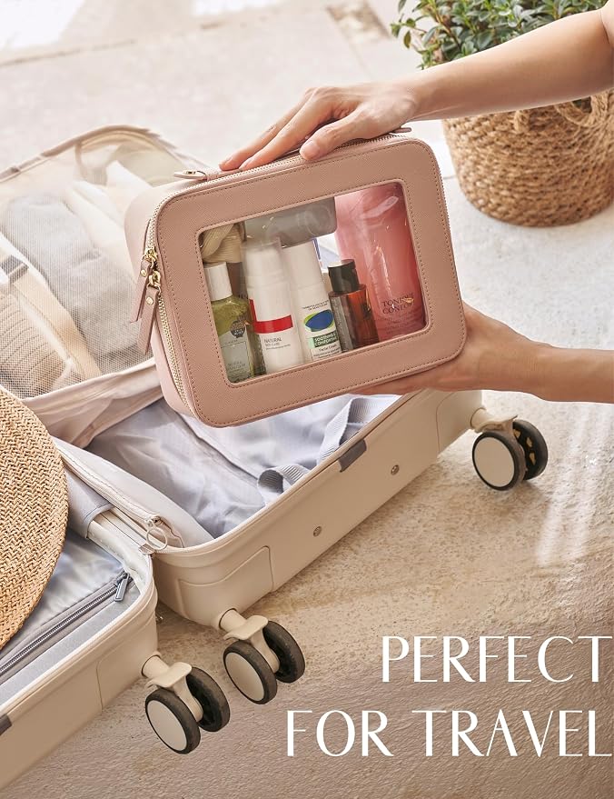 Clear Makeup Bag Travel Cosmetic Case Toiletry Bag with Zipper Make Up Case Traveling, Stone, Medium and Large - Image 4
