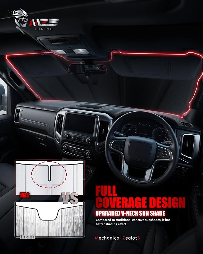 MZS Windshield Sun Shade Compatible with Telluride 2020-2026 | 6-Layer Heat Insulation, 99% UV Blocking, Keeps Interior Cool, Full Coverage Visor, Foldable Car Window Sunshade, Storage Bag - Image 5